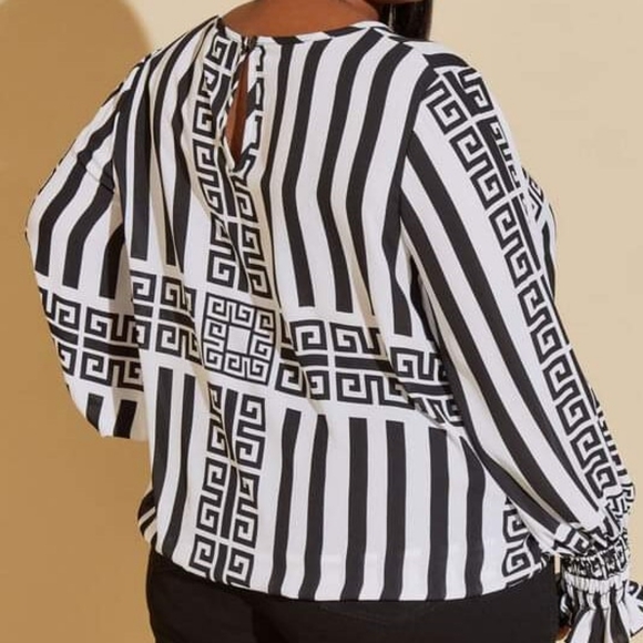 Ashley Stewart Printed Keyhole Blouse - Picture 4 of 8